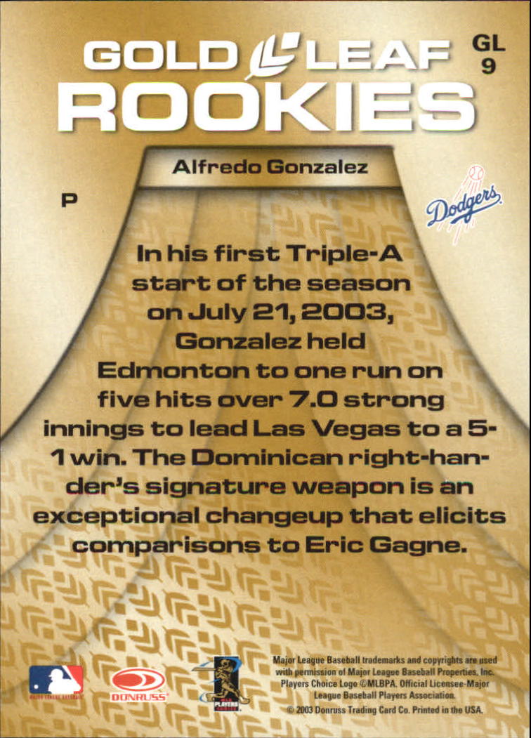 2004 Leaf Baseball "Gold Rookies" Insert Cards - Picture 11 of 13