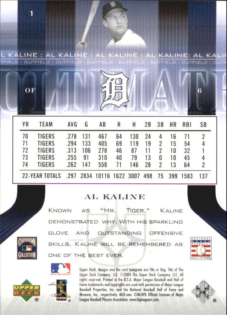 2004 Ultimate Collection #1 Al Kaline back image