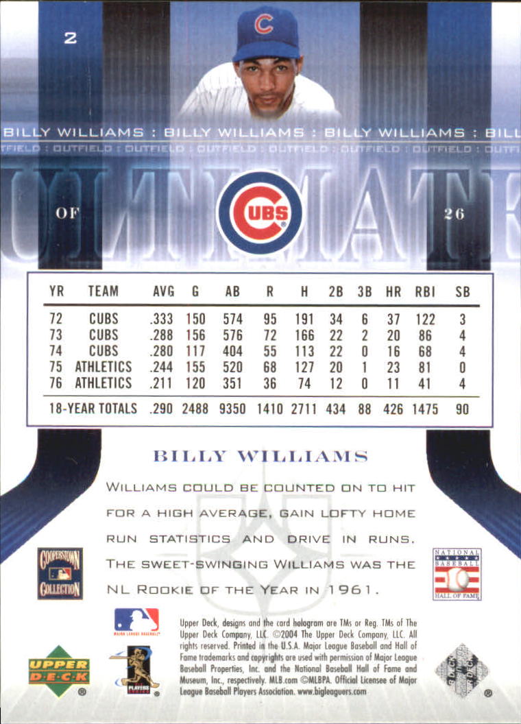 2004 Ultimate Collection #2 Billy Williams back image