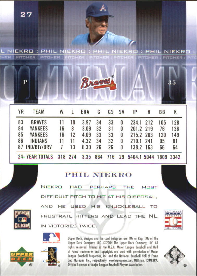 2004 Ultimate Collection #27 Phil Niekro back image