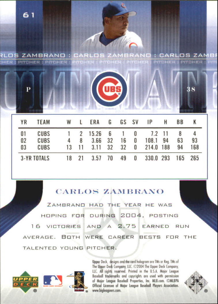 2004 Ultimate Collection #61 Carlos Zambrano back image