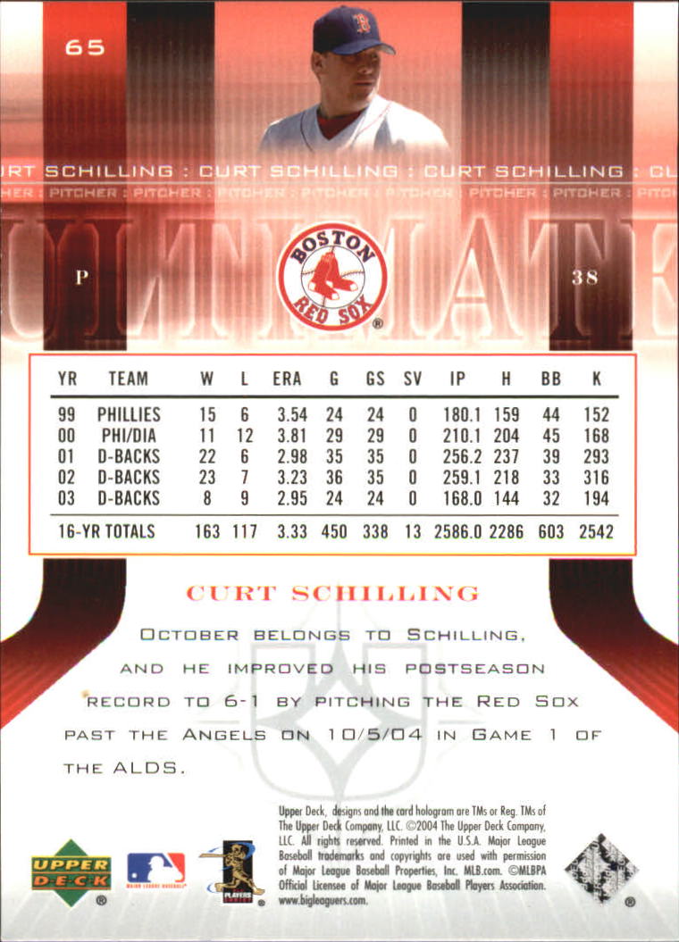 2004 Ultimate Collection #65 Curt Schilling back image