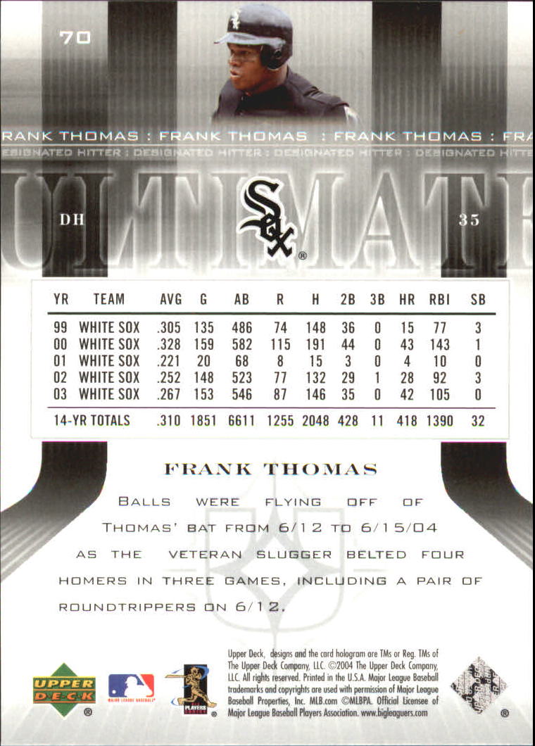2004 Ultimate Collection #70 Frank Thomas back image