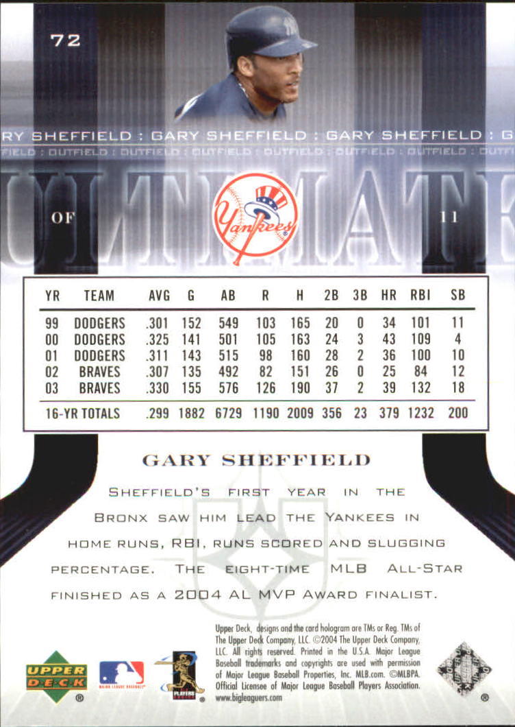 2004 Ultimate Collection #72 Gary Sheffield back image