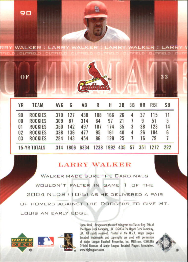2004 Ultimate Collection #90 Larry Walker Cards back image