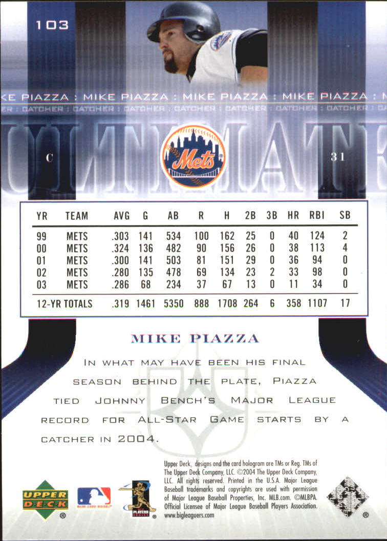 2004 Ultimate Collection #103 Mike Piazza back image