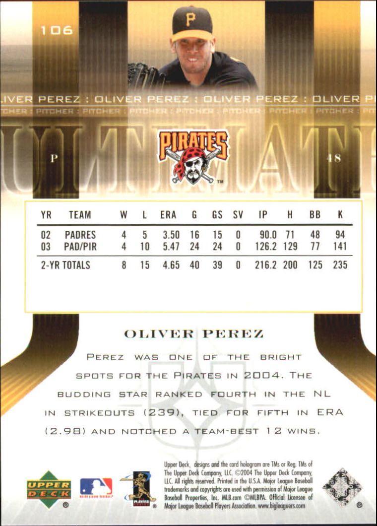 2004 Ultimate Collection #106 Oliver Perez back image