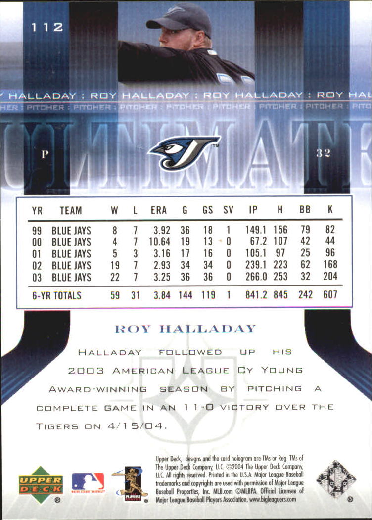 2004 Ultimate Collection #112 Roy Halladay back image