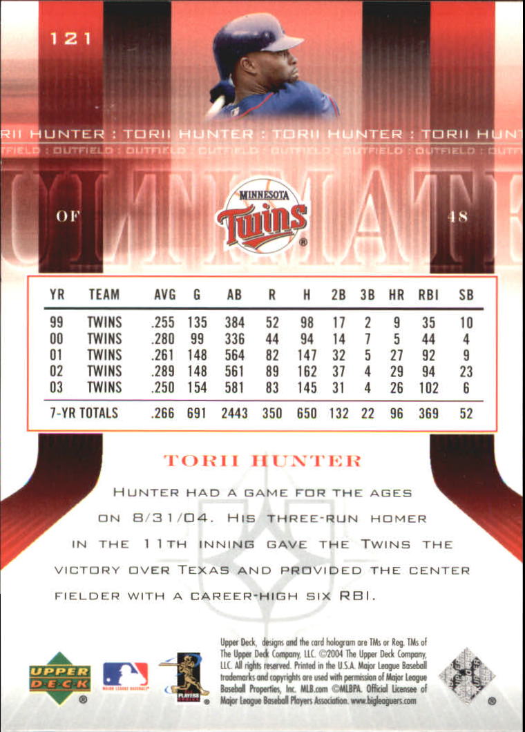 2004 Ultimate Collection #121 Torii Hunter back image