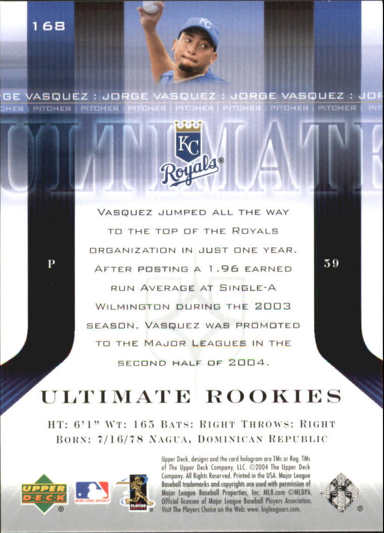 2004 Ultimate Collection #168 Jorge Vasquez UR T1 RC back image