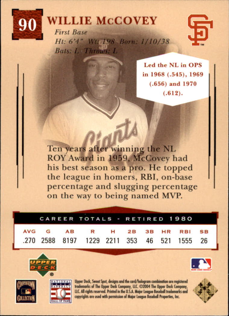 2004 Sweet Spot Classic #90 Willie McCovey back image