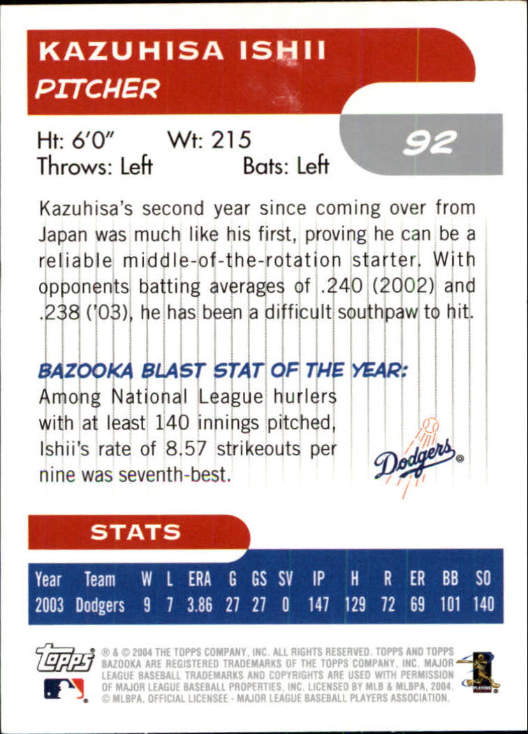 2004 Bazooka #92 Kazuhisa Ishii back image
