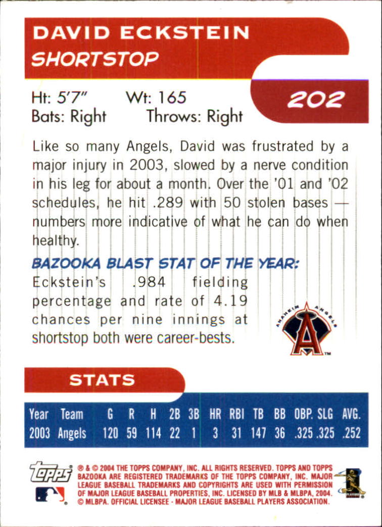 2004 Bazooka Red Chunks #202 David Eckstein back image