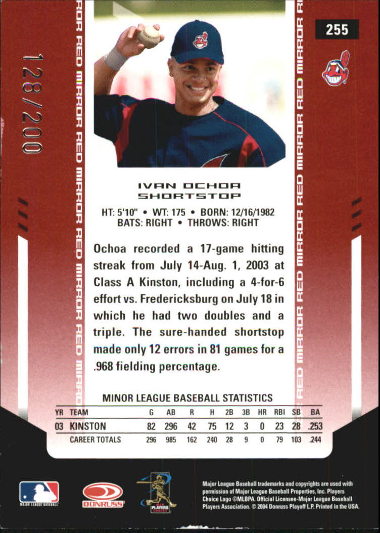 2004 Leaf Certified Materials Mirror Autograph Red #255 Ivan Ochoa NG/200 back image