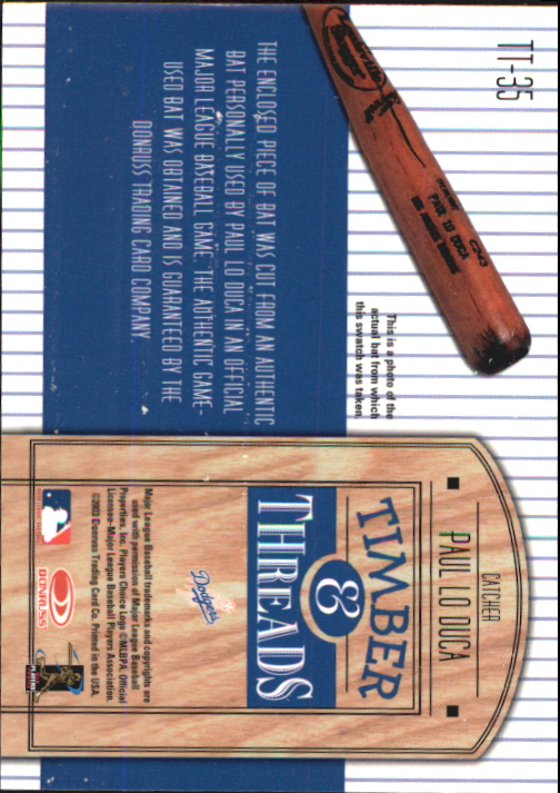 2004 Donruss Timber and Threads #35 Paul Lo Duca Bat back image