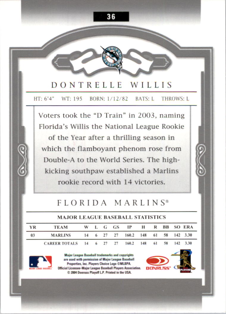 2004 Donruss Classics #36 Dontrelle Willis back image