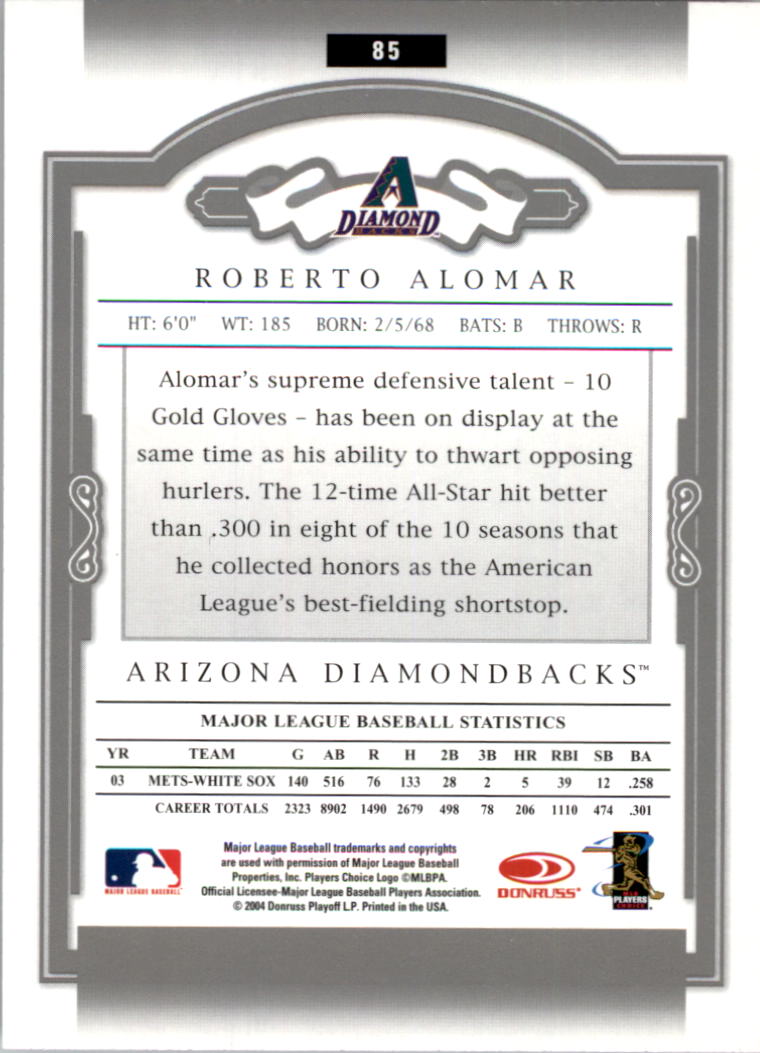 2004 Donruss Classics #85 Roberto Alomar back image