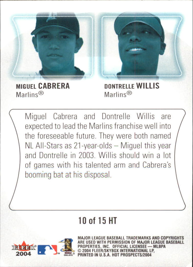 2004 Hot Prospects Draft Tandems #10 M.Cabrera/D.Willis back image
