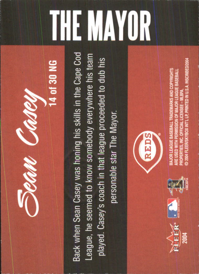2004 Fleer InScribed Names of the Game #14 Sean Casey back image