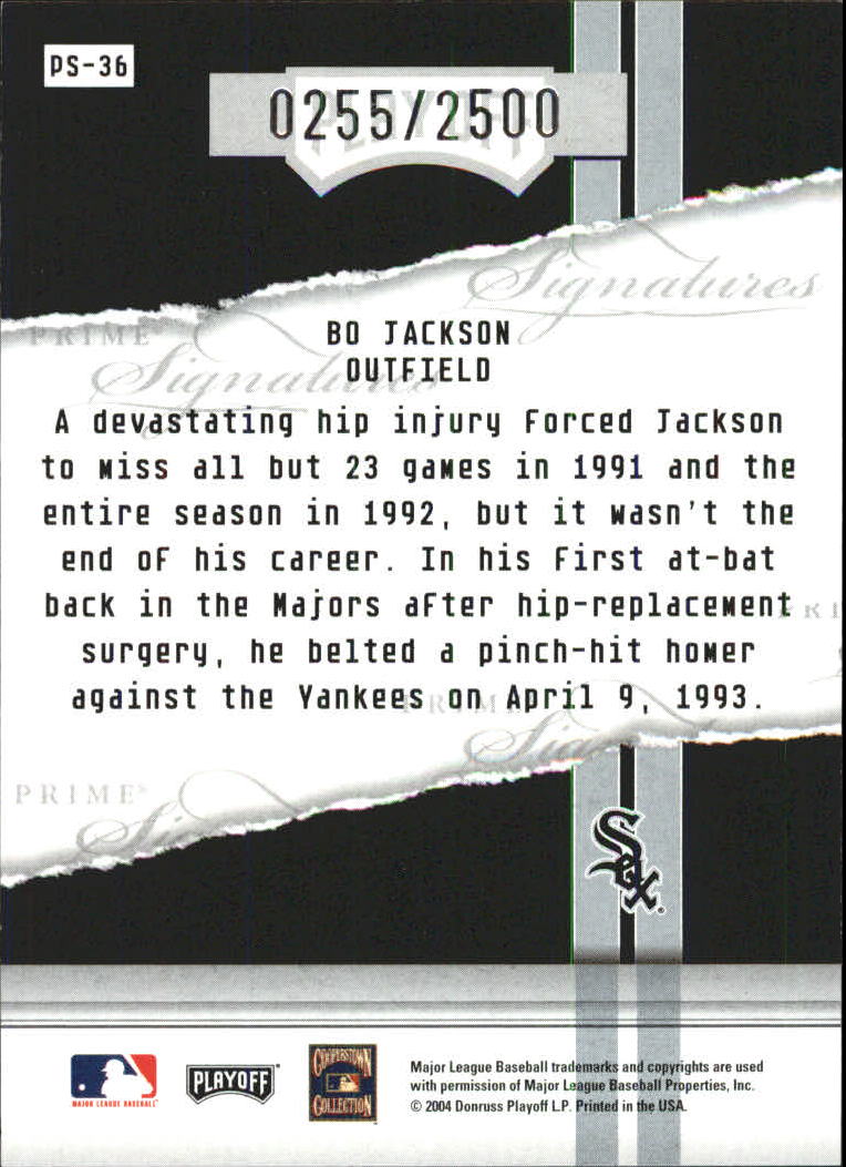 2004 Playoff Honors Prime Signature Insert #36 Bo Jackson back image