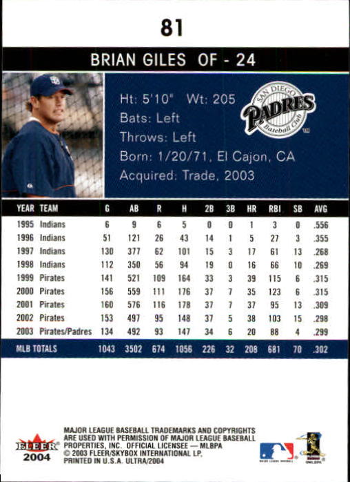 A7533- 2004 Ultra Baseball Card #s 1-374 +Rookies -You Pick- 15+ FREE US SHIP - Picture 127 of 381