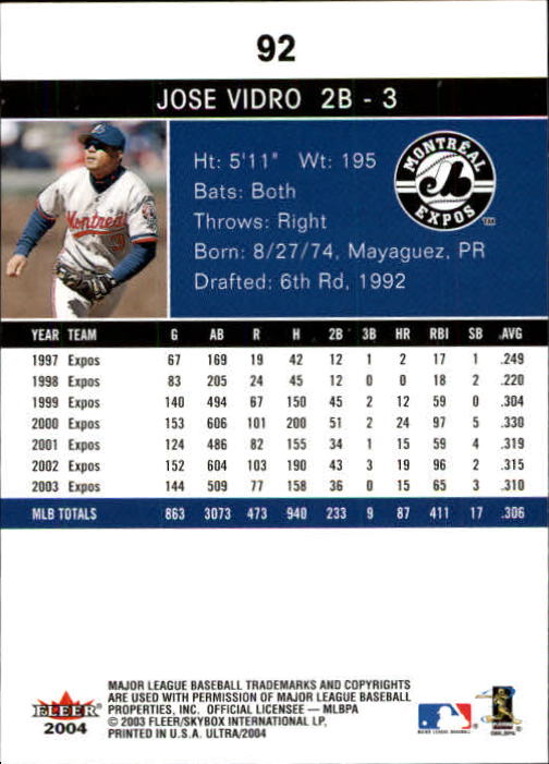 A7533- 2004 Ultra Baseball Card #s 1-374 +Rookies -You Pick- 15+ FREE US SHIP - Picture 143 of 381