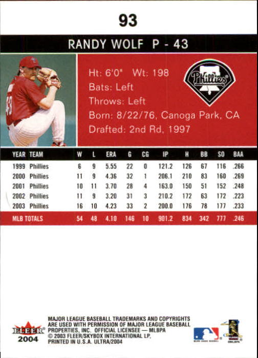 A7533- 2004 Ultra Baseball Card #s 1-374 +Rookies -You Pick- 15+ FREE US SHIP - Picture 145 of 381