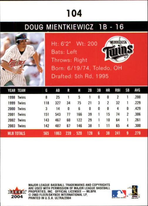 A7533- 2004 Ultra Baseball Card #s 1-374 +Rookies -You Pick- 15+ FREE US SHIP - Picture 159 of 381