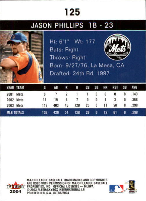 A7533- 2004 Ultra Baseball Card #s 1-374 +Rookies -You Pick- 15+ FREE US SHIP - Picture 191 of 381