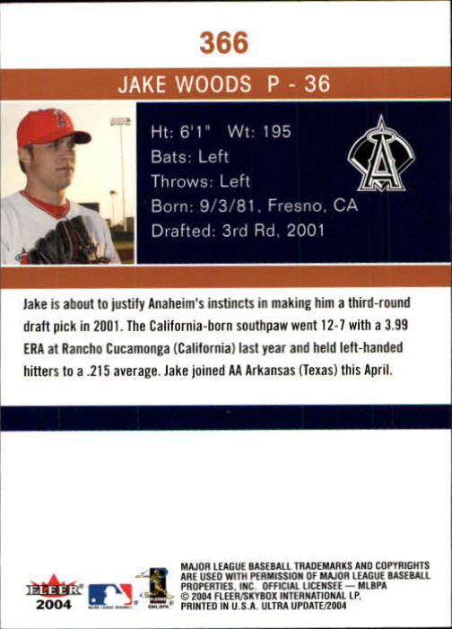 2004 Ultra #366 Jake Woods RC back image