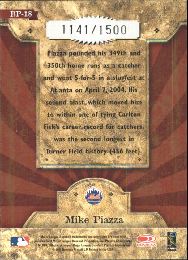 2004 Throwback Threads Blast From the Past #18 Mike Piazza back image