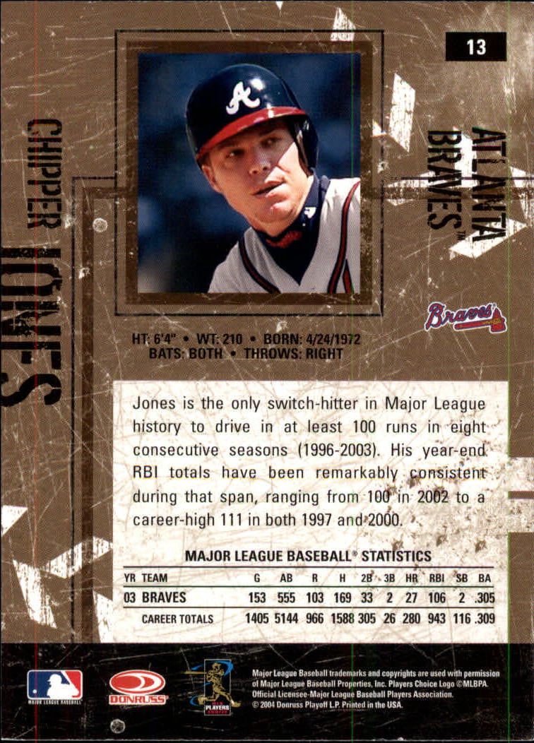 2004 Leather and Lumber #13 Chipper Jones back image