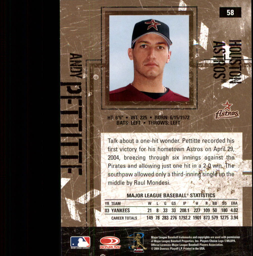 2004 Leather and Lumber #58 Andy Pettitte back image