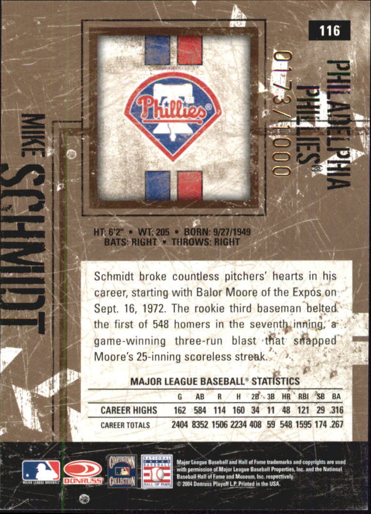 2004 Leather and Lumber B/W #116 Mike Schmidt back image