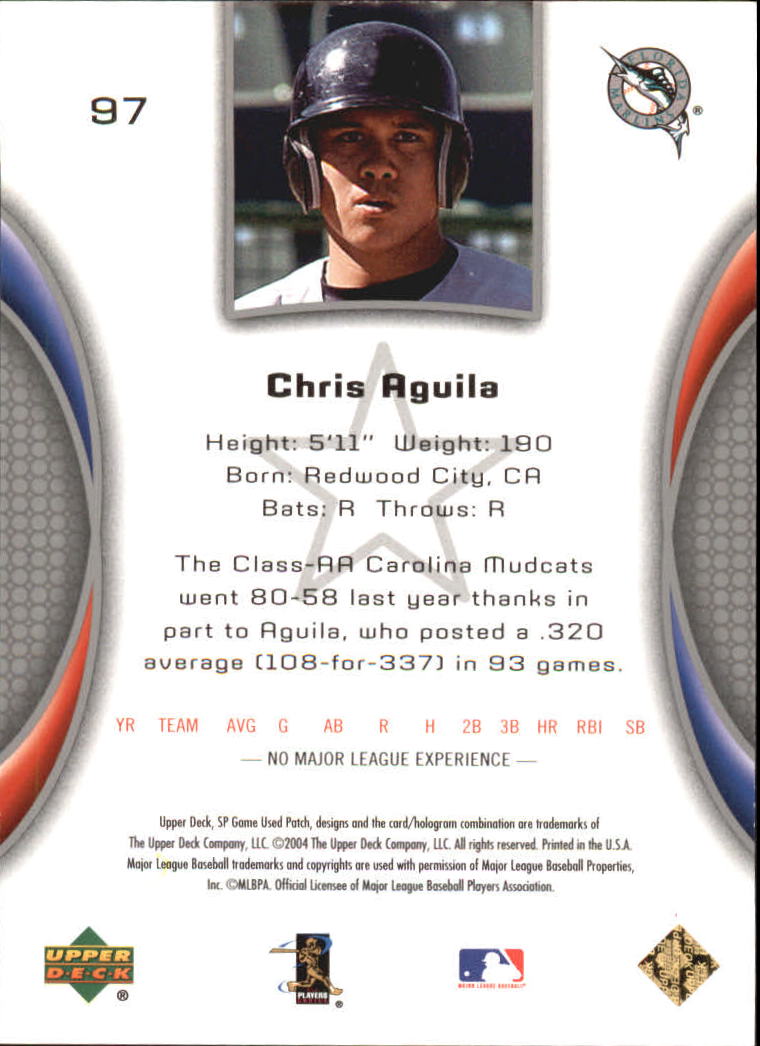 2004 SP Game Used Patch #97 Chris Aguila RD RC back image