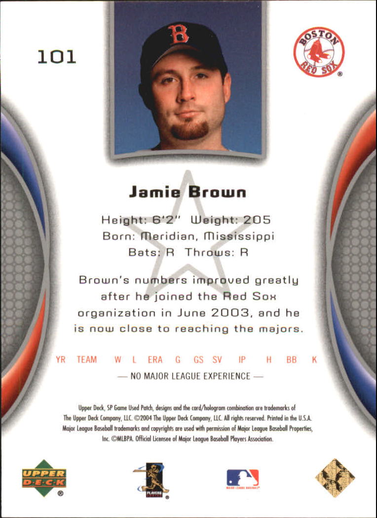 2004 SP Game Used Patch #101 Jamie Brown RD RC back image