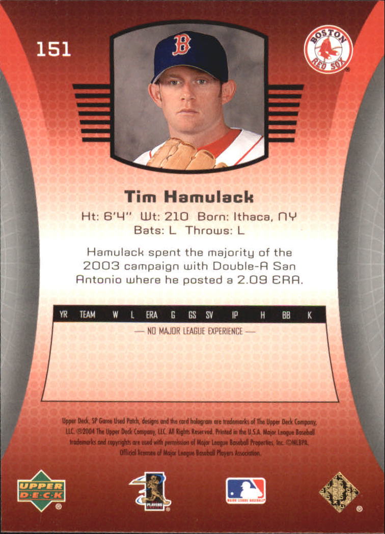 2004 SP Game Used Patch #151 Tim Hamulack RC back image