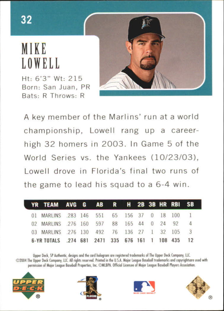 2004 SP Authentic 499/249 #32 Mike Lowell back image