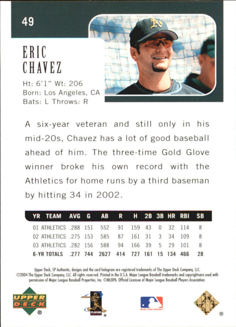 2004 SP Authentic 499/249 #49 Eric Chavez back image