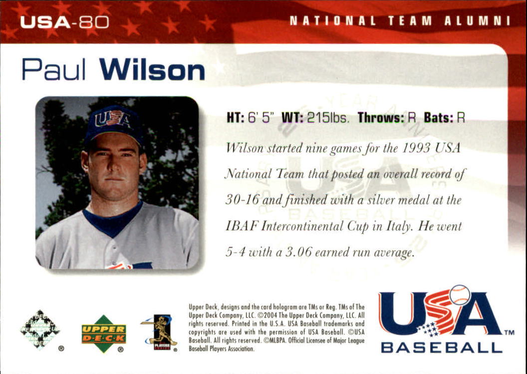 2004 USA Baseball 25th Anniversary #80 Paul Wilson back image