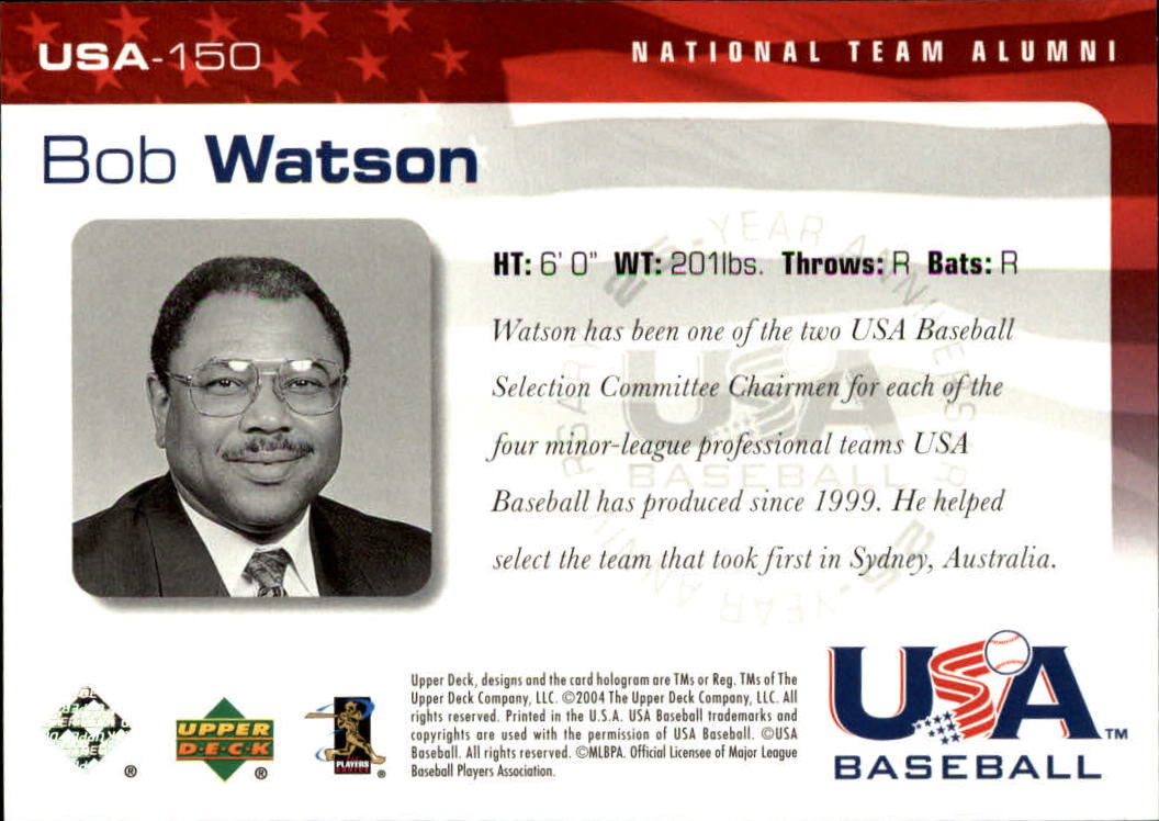 2004 USA Baseball 25th Anniversary #150 Bob Watson back image
