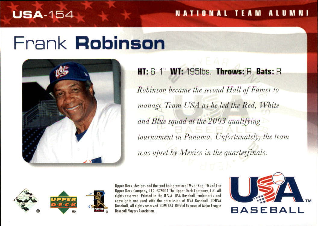 2004 USA Baseball 25th Anniversary #154 Frank Robinson back image