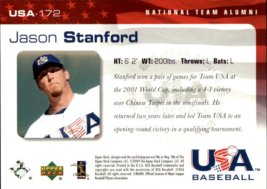2004 USA Baseball 25th Anniversary #172 Jason Stanford back image