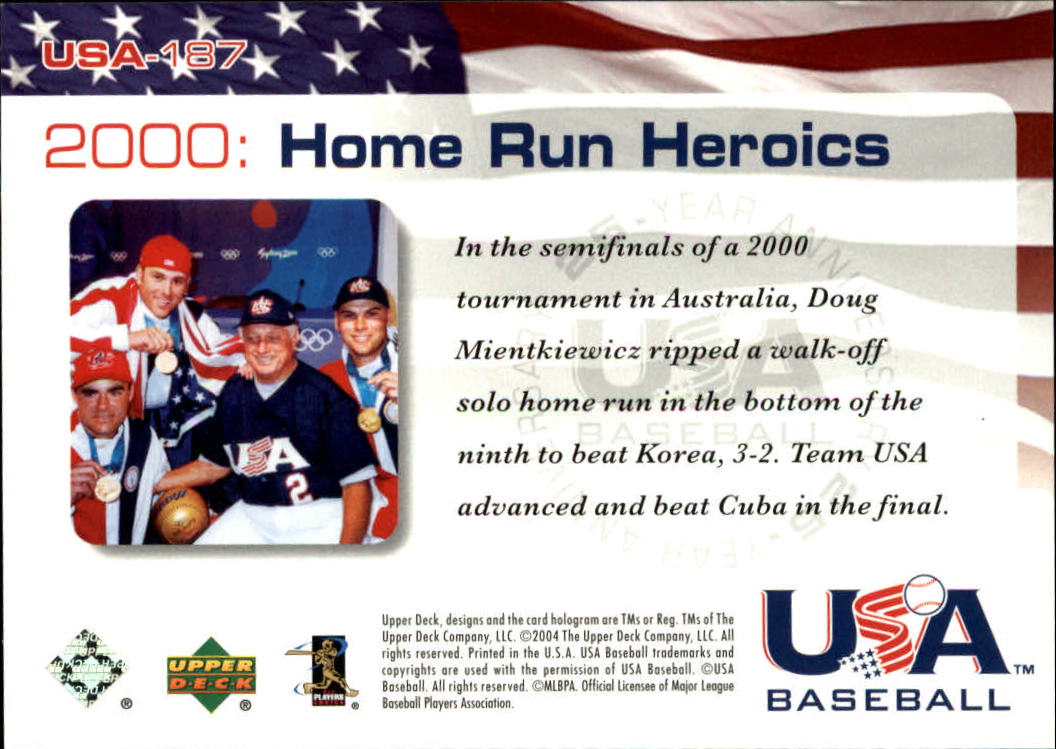 2004 USA Baseball 25th Anniversary #187 Mient/Las/Sheets/Neill GM back image