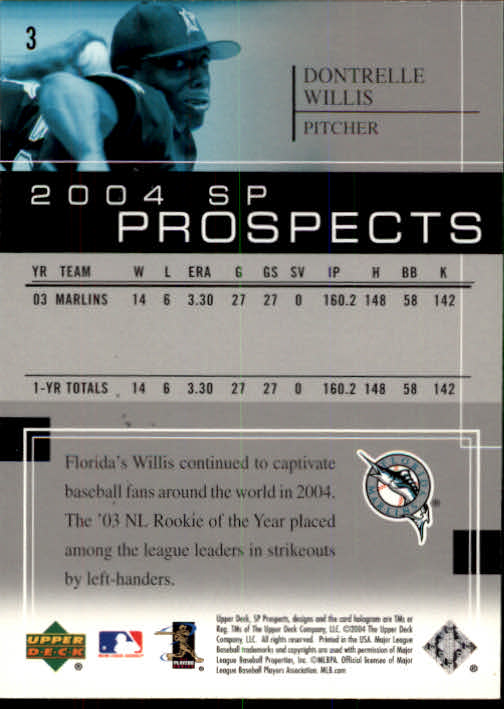 2004 SP Prospects #3 Dontrelle Willis back image