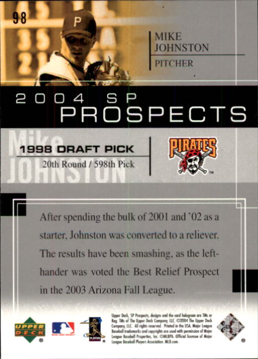 2004 SP Prospects #98 Mike Johnston RC back image