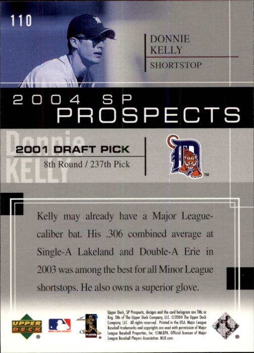 2004 SP Prospects #110 Donnie Kelly RC back image