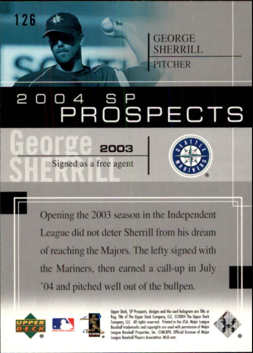 2004 SP Prospects #126 George Sherrill RC back image