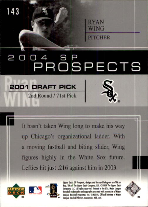 2004 SP Prospects #143 Ryan Wing RC back image