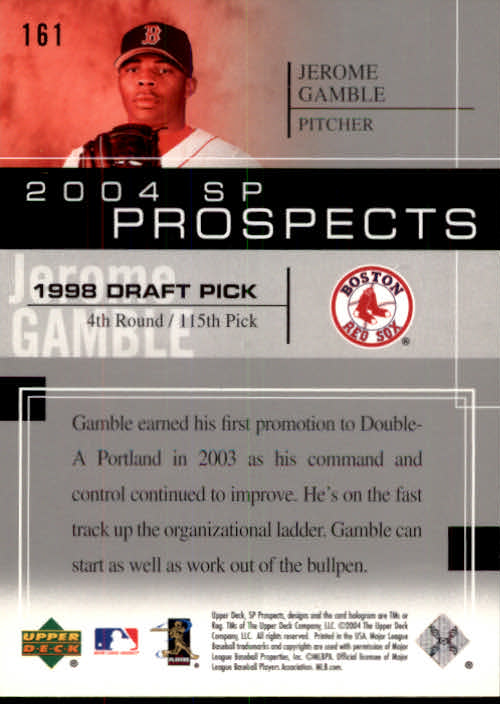 2004 SP Prospects #161 Jerome Gamble RC back image